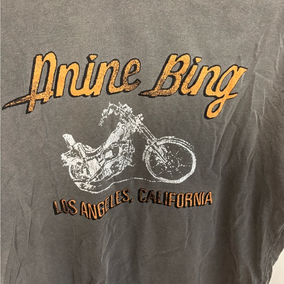Anine Bing Charcoal Tee with Orange and White Graphic - Picture 3 of 7